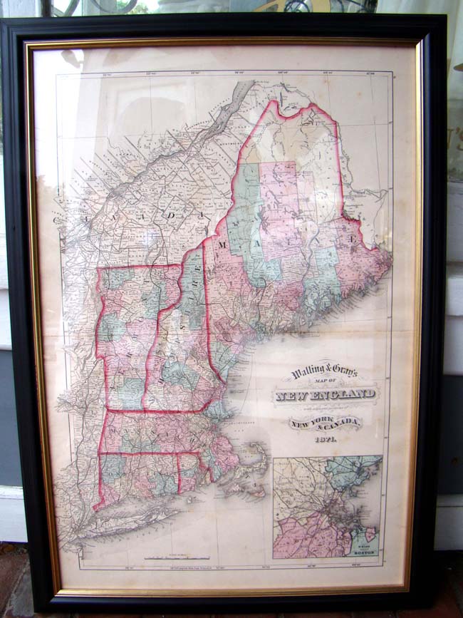 The Map of New England by Wallis & Gray published in 1871